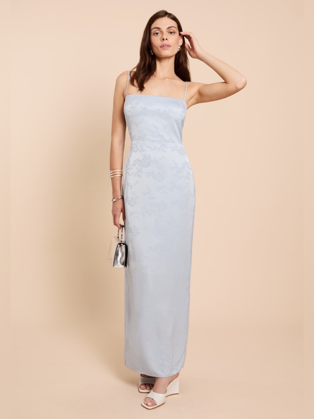 NWT Few Moda Kourt Calla Dress size 4 Maxi Midi blue floral baby blue Tibi
